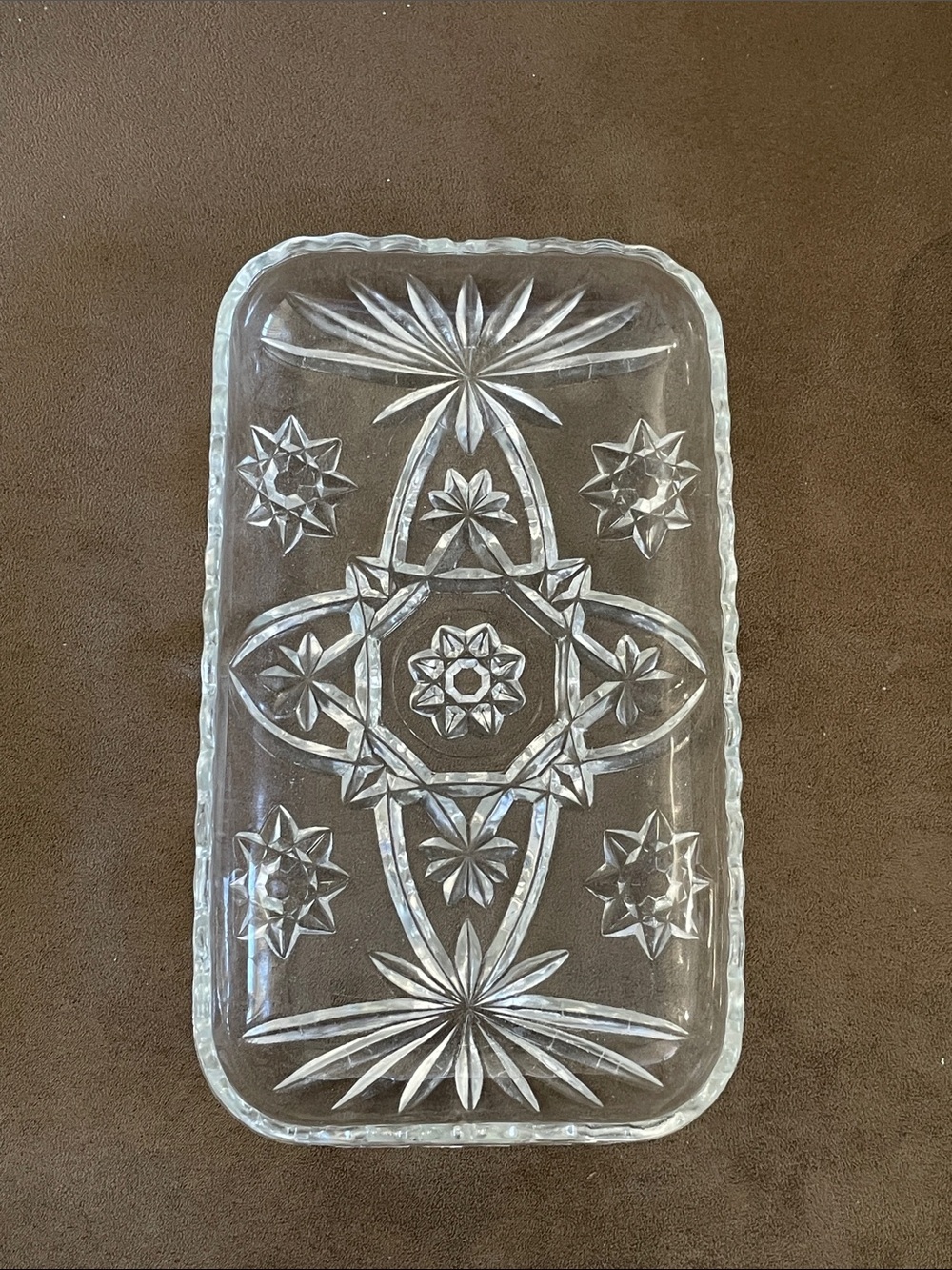 Anchor Hocking Early American Prescut (EAPG) Star of David serving tray